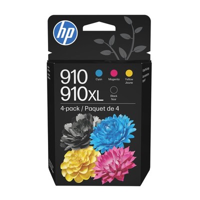 HP 3JB41AN 910 CMY and 910XL Black Ink Cartridge 4-Pack, High Yield, Compatible