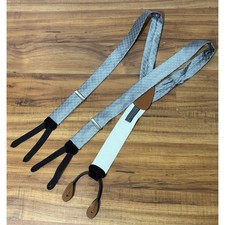 Vintage Silver Jacquard Button Suspender Braces by Trafalgar
