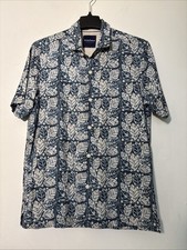 Tommy Bahama Limited Edition Mens Blue Silk/cotton Hawaiian Camp Shirt Size M