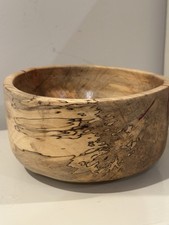 Decorative Wood Spalted White Oak Hand Turned Bowl Signed And Dated By Artist