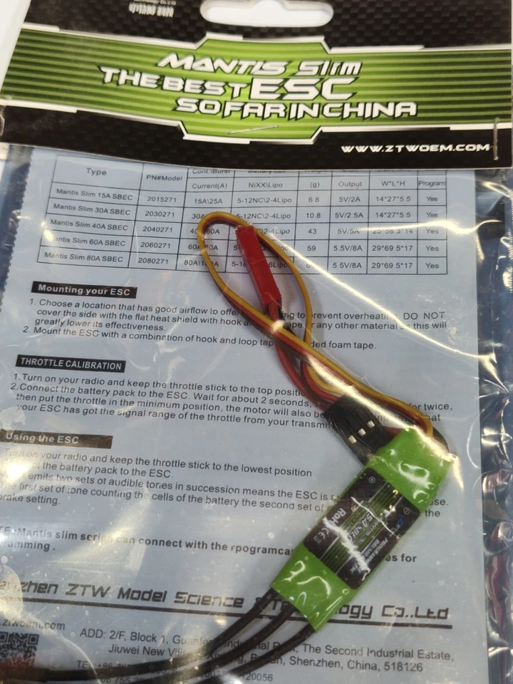 Mantis Slim Brushless ESC 15A Switch BEC with BEC ouput 2A/5V for F3P Airplan... - Image 3 of 4