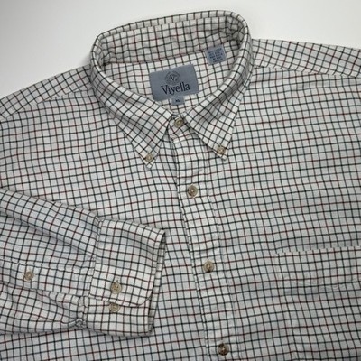 Viyella Button Down Shirt Mens XL Cotton Wool Blend Check Plaid Made In USA