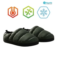 Bench Men's Dark Olive Puffer Slippers with Rubber Sole FiberFill (S02)