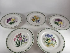 Set Of 5 Thomson Pottery Floral Garden  Plates 7 1/4” All 4 Designs