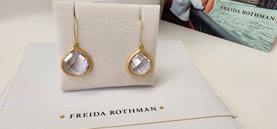 freida rothman earrings 14k matte gold over sterling silver CZ tear Drop Dangle