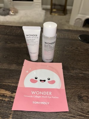 3 Pc TONYMOLY Wonder Ceramide Collagen Mochi Toner, Water Cream & Eye Patches