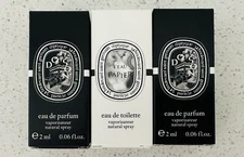 NIB 2x Diptyque Do Son EDP+1x L’EAU Papier EDT Spray Vial Samples.06oz/2ml Each.