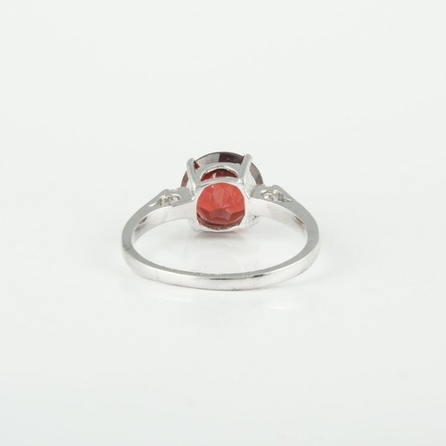 Round Natural Garnet 925 Sterling Silver Art Deco Promise Ring Gift For Her - Picture 6 of 7