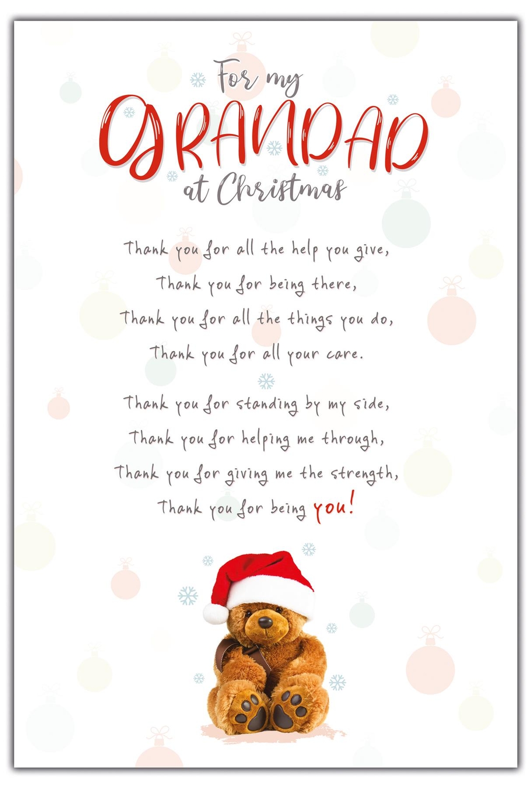 Emotional Rescue Grandad Christmas Card, Nice Words Grandad Christmas Cards,