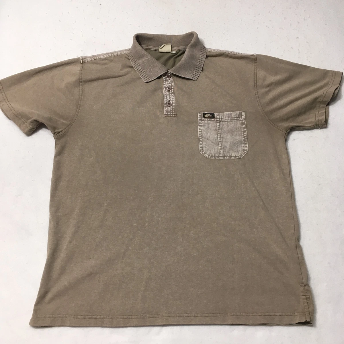 Kalamton XL Polo Short Sleeve Shirt beige pocket eBay