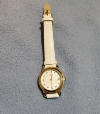 womens timex watch, Genuine Leather, White, Will Need Battery 