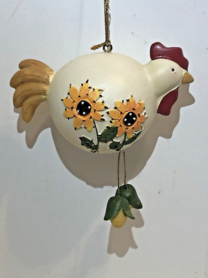 Chicken 3D Ornament Spring Fall Or Christmas Decor 5'' With String Drop