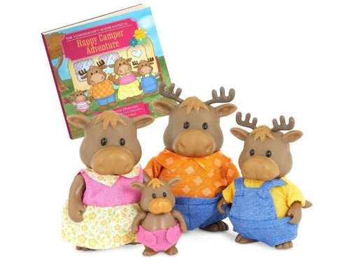Lil Woodzeez Vanderhoof Moose Family Set Animals Posable Toys With Story Book