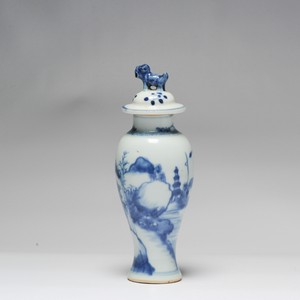 18C Kangxi Chinese Porcelain Vase with Landscape China Cobalt Blue
