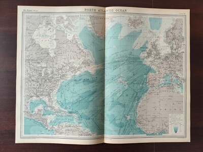 VINTAGE KARTE - DER ZEITATLAS DER WELT - NORDATLANTIK - AKTUELLE KARTE - 1920