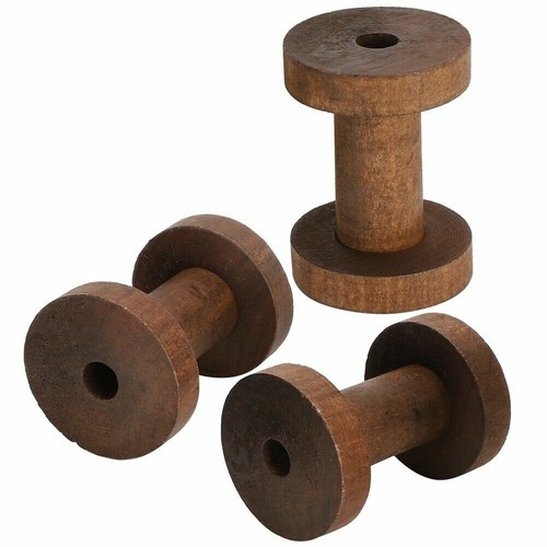 3Pcs Wooden Empty Thread Spools Reels Bobbins for Sewing Ribbons Craft 6 x 4.2cm - Picture 2 of 11