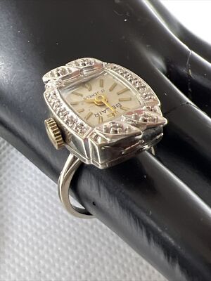 BELAIR UNUSUAL VINTAGE Solid 14K White Gold Diamond Swiss  display picture 3