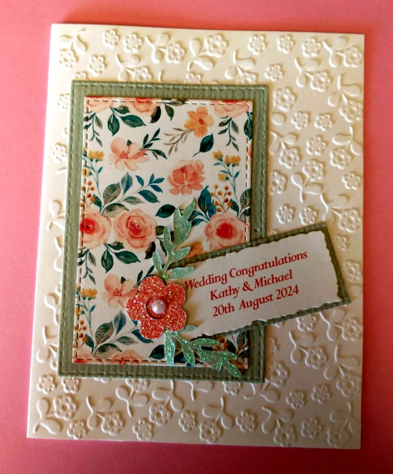 Tarjeta de felicitación de boda nombres personalizados y fecha viene con verso interior Foto 4 de 4