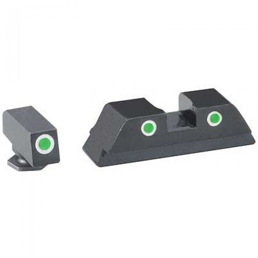 AmeriGlo Trooper Night Sights For Glock Gen 1-4 - GL-817 Green Tritium Sights With Microfiber Cloth