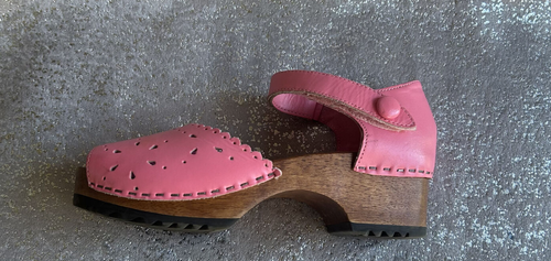 Hanna Andersson Pink Girls Wooden Clogs Classic Scandinavian EU 34 US Sz 2 Shoes - Picture 6 of 11