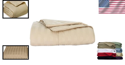 Breathable 100% Cotton Blanket - Eco-Friendly All-Seasons Comfort, Wheat Color - Picture 2 of 6