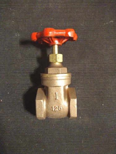  1" WOG Brass Gate Valve, 125 PSI, Threaded