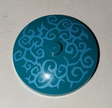 Lego Dish 4x4 Inverted Radar Dark Turquoise & Sand Blue Swirls Pattern 3960pb041