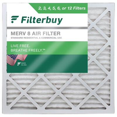 Filterbuy 22x22x1 Pleated Air Filters, Replacement for HVAC AC Furnace (MERV 8)