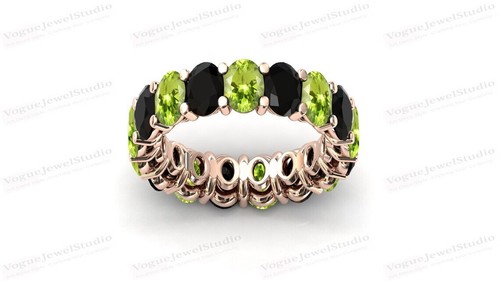 Banda de eternidad de ónix negro relleno de oro de 14 k en anillo de compromiso de plata de ley 925 - Imagen 69 de 109