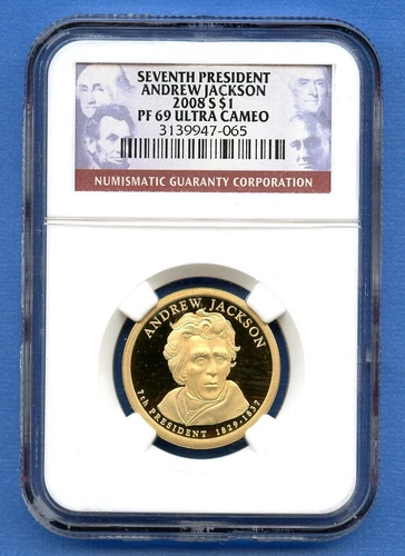 2008 S NGC PF69 UC Andrew Jackson $1 US Mint Coin 2008-S PF-69 Ultra Cameo