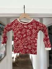 Burt's Bees Kid's Hope Joy Peace Red Christmas Pajamas Size 4T