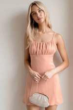 Lulus Dress Sweet Celebrations Light Blush Pink Satin Sleeveless Mini Large