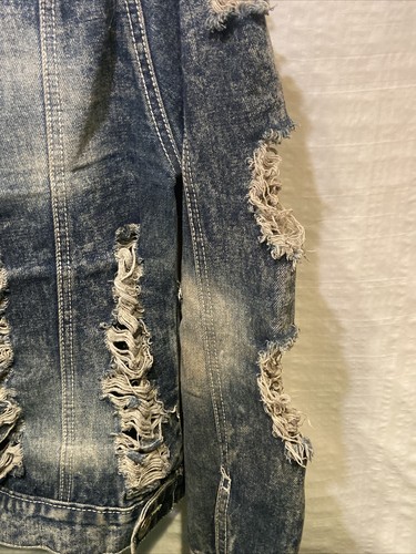Dazl Distressed Acid -Washed Denim Jacket Size L Light Wash Distressed Grunge - 第 10/10 張圖片