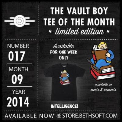 New! Fallout Vault Boy VBotM Black T-Shirt (#017 ''Intelligence'') [Men's: XL ]