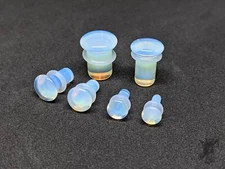 Pair of Single Flare Opalite Stone Plugs gauges organic Size 8ga to 1 Inch E554