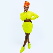 NEW ADIDAS X JEREMY SCOTT Velour Solar Yellow Skirt Size S