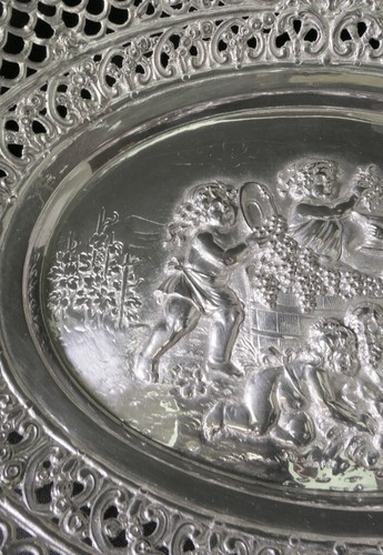 Cuenco grande de plata, cesta innovadora, putten, plata 800, 725 g. 41,8 x 31,5 cm - Imagen 11 de 21