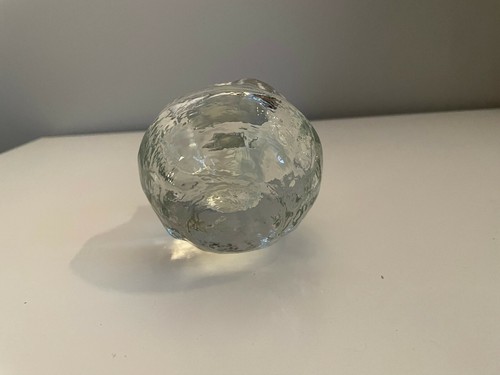 Vintage MCM PILGRIM GLASS Table Lighter Clear Orb 4” Handmade USA - Picture 7 of 7