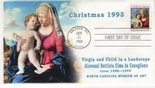 AO-2789-3 ,1993, Virgin and Child, Add on Cover, First Day Cover,  Standard Post