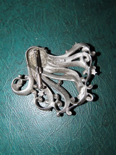 GÖTTIN ASTERIA GROSSE VINTAGE ANSTECKNADEL BROSCHE SIGNIERT JJ 1980er JUGENDSTIL - Bild 2 von 2