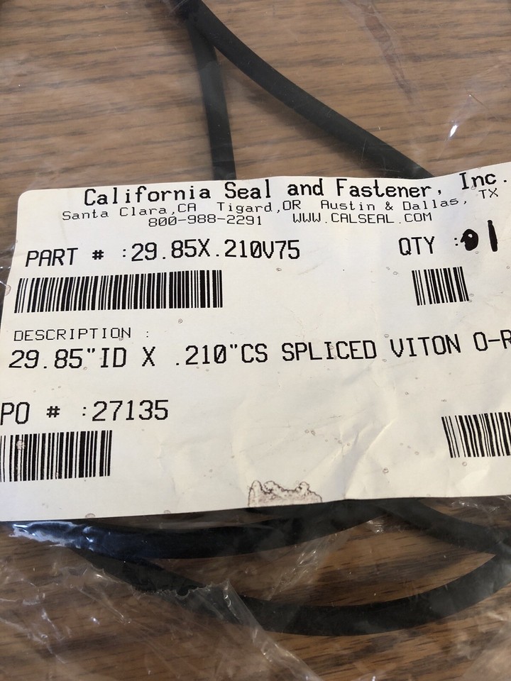 California Seal and Fastener 27.94”ID x .275” CS Viton O-Ring | eBay