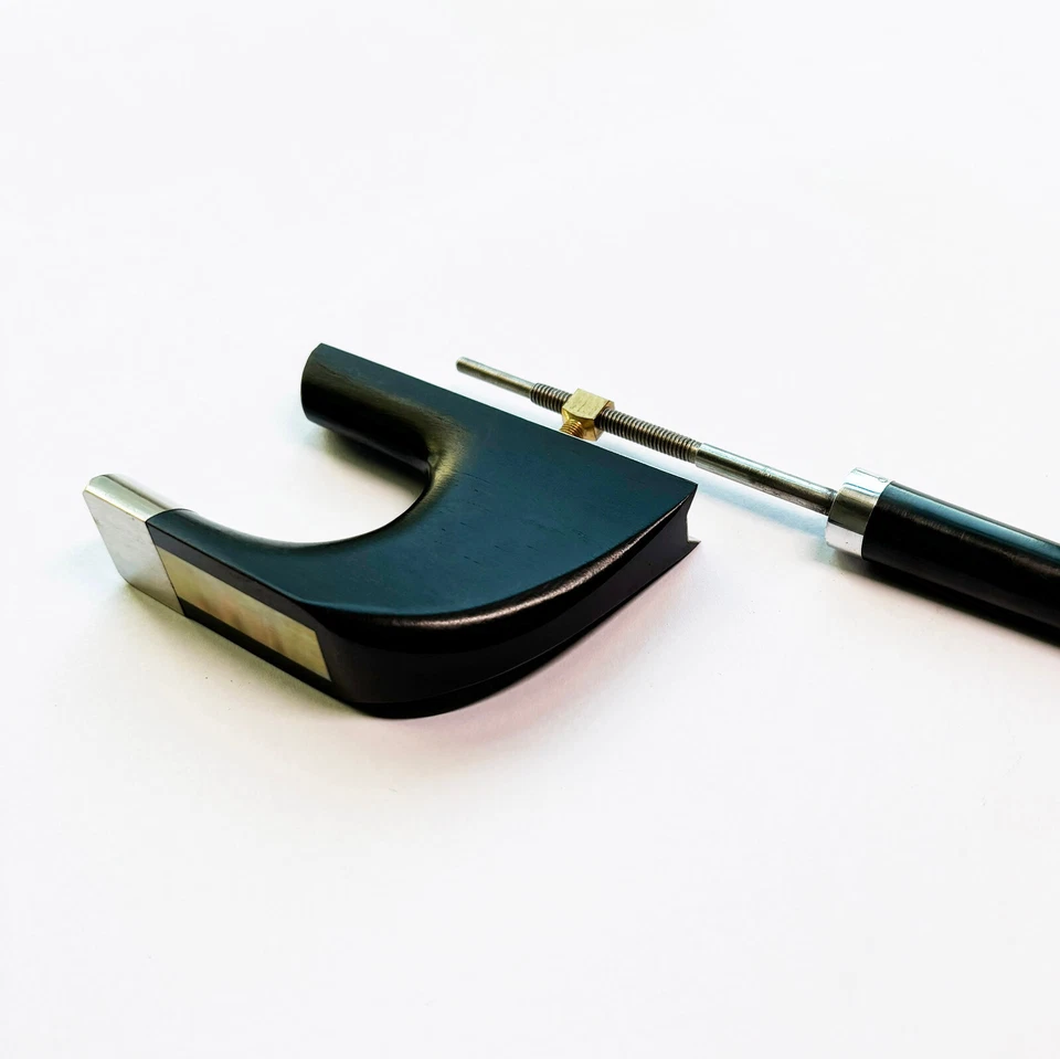 3/4 Double Bass Bow Ebony Frog German Style Upright Bass Abalone Frog Screw - Image 2 of 4