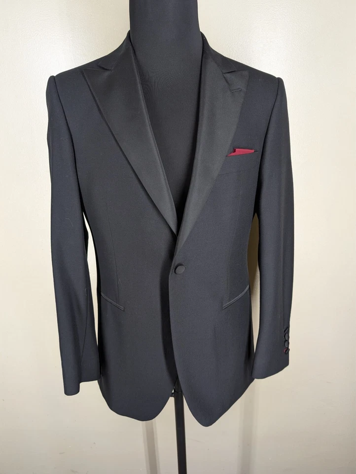 Chaqueta de Noche Thomas Rosa 100% Lana Negra -Sin Pantalones - EE. UU. Talla 38 Regular - CASI COMO NUEVA Foto 3 de 4