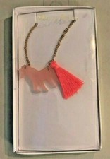 Meri Meri Unicorn Necklace Girls Gold Neon Pink with Tassel New