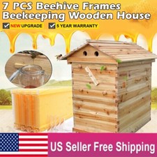 7Pcs Auto Shedding Honey Hive Frame+Cedarwood Super Brood Beekeeping Box With