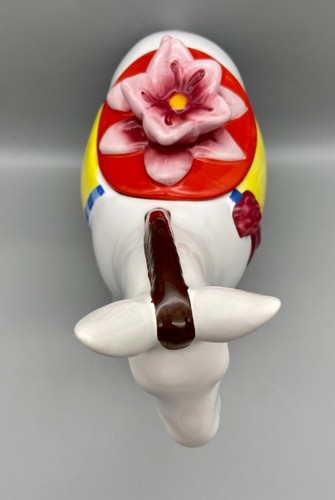 Opalhouse Donkey Cookie Jar White Burro Fiesta Flower Mexico Stoneware 2018 NEW - Picture 6 of 10