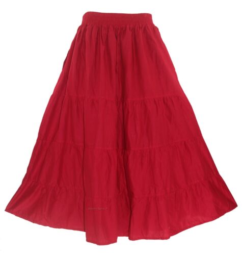 Beautybatik Women Cotton BOHO Gypsy Long Maxi Tier Plus Size Flare Skirt - Picture 26 of 33