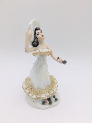 Puppe Frau aus Porzellan Ballerina Figur Romania Alba-Julia Gold ROCERAM