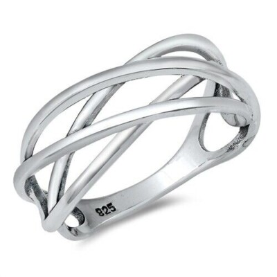 Celtic Crisscross Infinity Ring Sterling Silver 925 Oxidized 9 mm Size 5 - 12