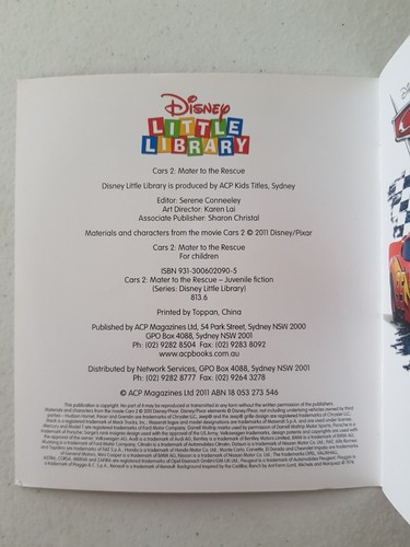 Disney Little Library Book - Disney Pixar Cars 2 Mater To The Rescue 2011 PB - Picture 3 of 4